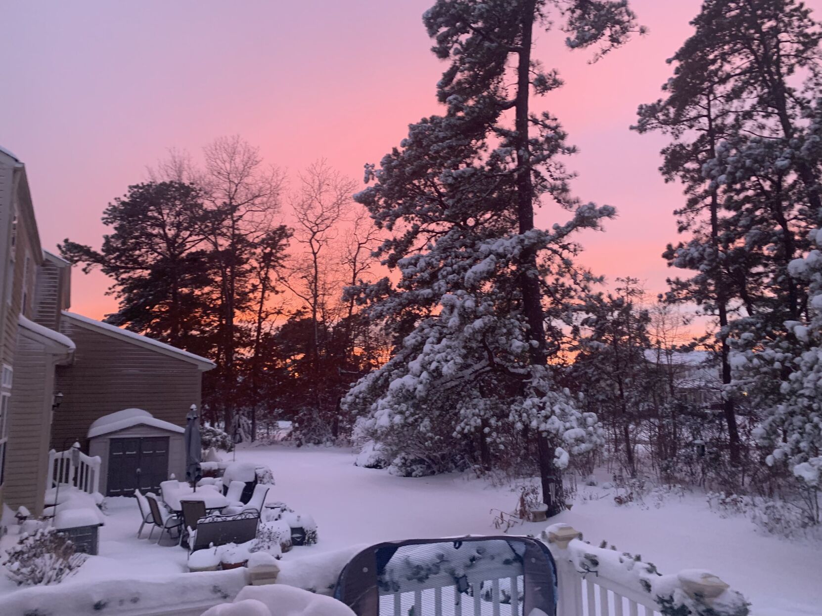 Mays Landing Sunset January Snow